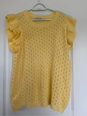 Blakely Yellow Ruffle Sleeve Knit Top